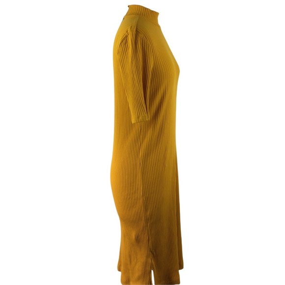 Style & Co Mock Turtleneck Gold Ribbed Dress, XS  -  NWT - Picture 3 of 7